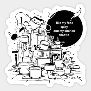 Spicy food and chaotic kitchen, cooking Sticker